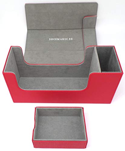 docsmagic.de Premium Magnetic Tray Long Box Red Small - Card Deck Storage - Kartenbox Aufbewahrung Transport Rot von docsmagic.de