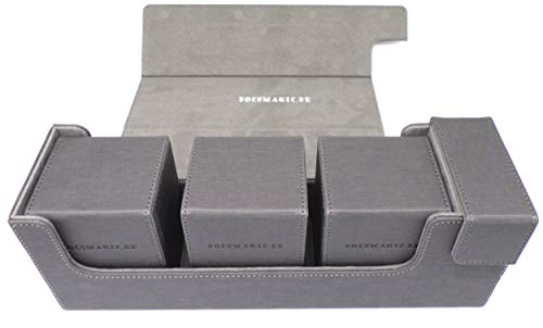 docsmagic.de Premium Magnetic Tray Long Box Silver Medium + 3 Flip Boxes - Silber von docsmagic.de
