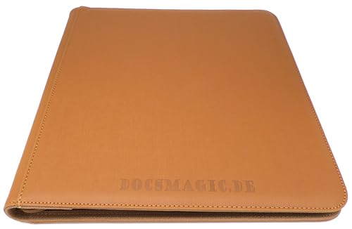 docsmagic.de Premium Pro-Player 12-Pocket Playset Zip-Album Gold - 480 Card Binder - MTG - PKM - YGO - Reissverschluss Gold von docsmagic.de