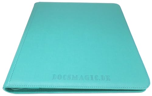docsmagic.de Premium Pro-Player 12-Pocket Playset Zip-Album Mint - 480 Card Binder - MTG - PKM - YGO - Reissverschluss Aqua von docsmagic.de