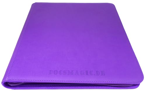 docsmagic.de Premium Pro-Player 12-Pocket Playset Zip-Album Purple - 480 Card Binder - MTG - PKM - YGO - Reissverschluss Lila von docsmagic.de
