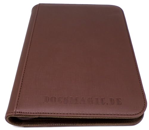 docsmagic.de Premium Pro-Player 4-Pocket Zip-Album Brown - 160 Card Binder - MTG - PKM - YGO - Reissverschluss Braun von docsmagic.de