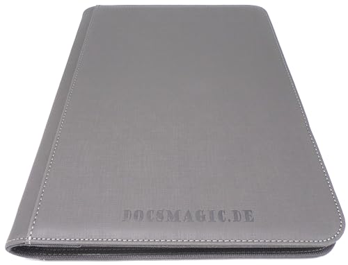 docsmagic.de Premium Pro-Player 9-Pocket Zip-Album Silver - 360 Card Binder - MTG - PKM - YGO - Reissverschluss Silber von docsmagic.de