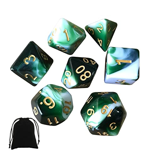 Polyedrisches DND-Würfel-Set, 7-teilig, Spielwürfel, Grün-Weiß-Mix für Dungeon and Dragons, D&D, RPG, MTG, Tischspiele, Würfel, D4, D8, D10, D12, D20 Polyedrisches DND-Würfel-Set, 7-teilig, Spielwürfel, Grün-Weiß-Mix für Dungeon and Dragons, D&D, RPG, MTG, Tischspiele, Würfel, D4, D8, D10, D12, D20 von dogmoon