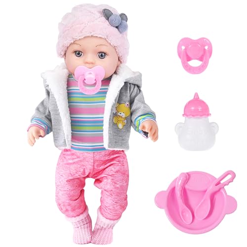 12 Zoll Babypuppe - 12" lebhafte Babypuppe mit 3-teiligen Outfits, 4 Zubehör & Fütterungsset - Realistische rosige Wangen & Blaue Augen, für Kinder 12 Zoll Babypuppe - 12" lebhafte Babypuppe mit 3-teiligen Outfits, 4 Zubehör & Fütterungsset - Realistische rosige Wangen & Blaue Augen, für Kinder von dollbie