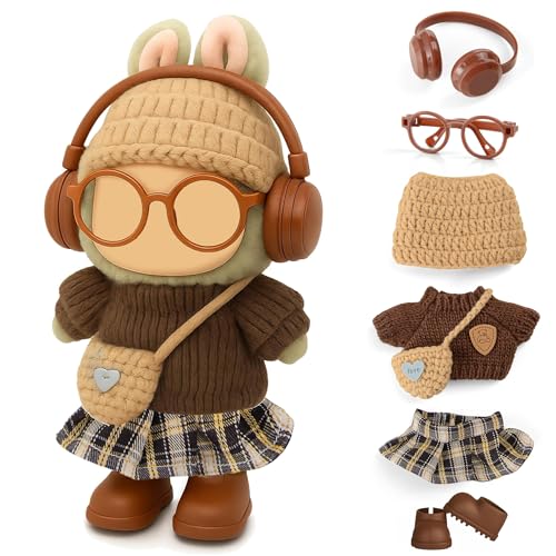 17 cm Puppen-Strick-Stil Outfits Kleidung und Zubehör Set beinhaltet: Hut, Pullover, Kleid, Tasche, Brille, Kopfhörer und Schuhe (Puppe nicht im Lieferumfang enthalten) von dollbie