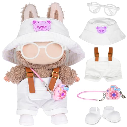 17 cm langes Mode-Puppen-Kleidungs- und Zubehör-Set beinhaltet: Hut, Overall, Schuhe, Brille und Tasche, niedliche Kleidung zum Verkleiden, einzigartiger Stil (Dolle nicht im Lieferumfang enthalten von dollbie