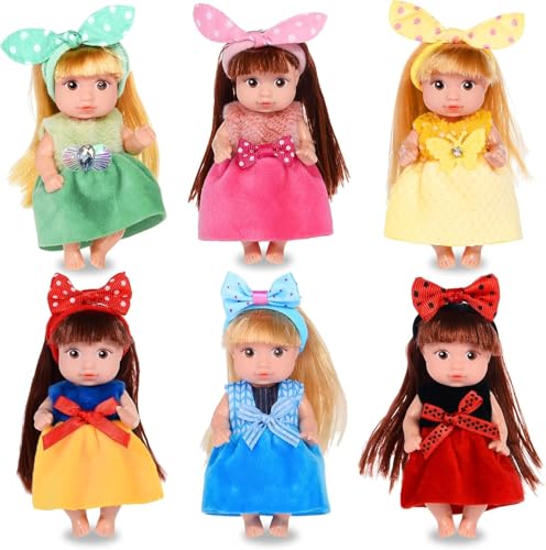 6 Pack 4 Zoll Mini Mode Puppe Sammlung - 6 einzigartige stilbare Haarpuppen mit drehbaren Gliedmaßen und süßen Outfits | Sammelspielzeug Geschenk für Kinder 6 Pack 4 Zoll Mini Mode Puppe Sammlung - 6 einzigartige stilbare Haarpuppen mit drehbaren Gliedmaßen und süßen Outfits | Sammelspielzeug Geschenk für Kinder von dollbie