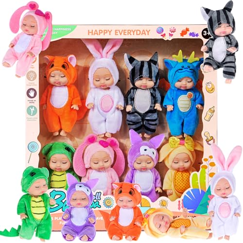 8 Pack Mini Babypuppen - 4 Zoll Tier Thema lebhafte Babypuppen für Mädchen 8 Pack Mini Babypuppen - 4 Zoll Tier Thema lebhafte Babypuppen für Mädchen von dollbie