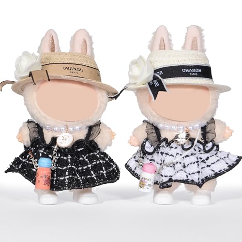 Insgesamt 2 Sets Chic Stil Puppe Kleidung und Zubehör für 17 cm Puppen enthalten: 2 Hut, 2 Kleid, 2 Schuhe, 2 Tasche und 2 Halskette (Puppe Nicht enthalten) (012) von dollbie