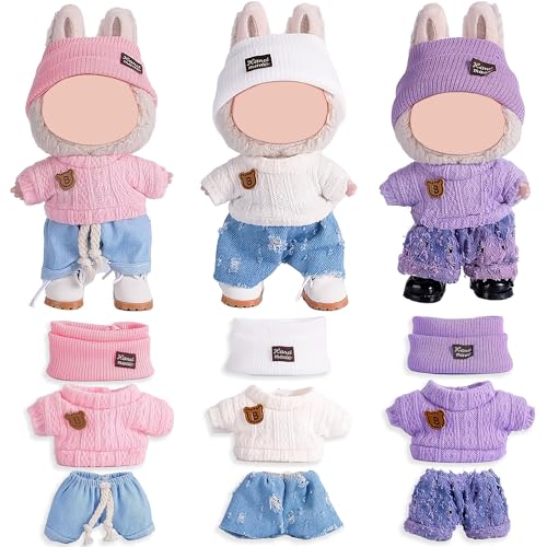 Insgesamt 3 Sets 17 cm Puppenkleidung, Outfits und Accessoires enthalten verschiedene Kleidungsstile und Outfits (Puppe nicht im Lieferumfang enthalten) von dollbie