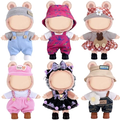 Mode 6 Sets Puppenkleidung und Zubehör für 17cm Puppen Inklusive Outfit Kleid- Weiches und stilvolles Kostüm Payset (Puppe Nicht enthalten) von dollbie