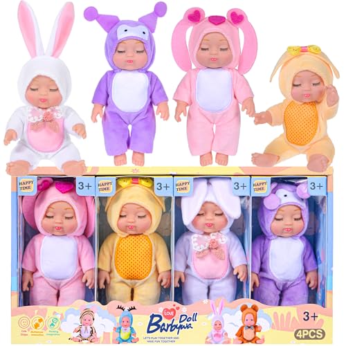 dollbie 6 Stück Mini-Babypuppen – 10,2 cm Tier mit Schlafsack-Thema, lebensechte Babypuppen für Mädchen dollbie 6 Stück Mini-Babypuppen – 10,2 cm Tier mit Schlafsack-Thema, lebensechte Babypuppen für Mädchen von dollbie