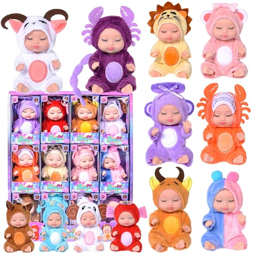 dollbie Mini-Babypuppen, 10,2 cm, Tiermotiv, lebensechte Babypuppen für Mädchen, 12 Stück von dollbie