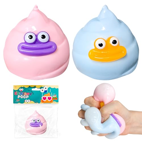 2 Stück Taba Squishy,Poo Monster Antistressball Squishy Fidget Stressabbau Ball Stressball Spielzeug Lustig Anti Stretchy für Erwachsene und Kinder Sensorik gegen ADHS Autismus (Blau Rosa Poo) von donciety