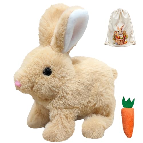 donciety Kaninchen Spielzeug, Bunny Realistisches Kaninchen, Realistisches Hasenspielzeug Kuscheltier Hase Hüpfendes Kaninchen My Realistic Toy, Interaktives Kaninchen Spielzeug für Kinder (Beutellos) von donciety