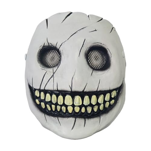 doyandader Horror Maske - Lächeln Gesichtsmaske - Lächeln Kopfbedeckung Für Gruselparty Cosplay Festival Gothic Hochzeit Bühnenkostüm Erwachsenen Streichzubehör von doyandader