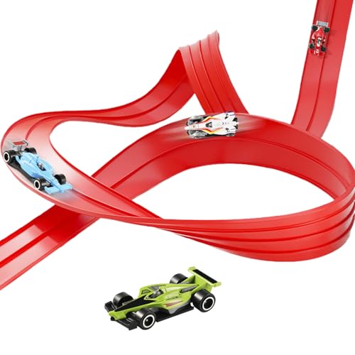 doyandader Kleinkinder Rennstrecke | Spielzeug Auto Rennstrecke mit Rennautos und Saugnäpfen - Lernspielzeug Aufrollbare Fahrbahn Für Kinder Ab 4 Jahren von doyandader