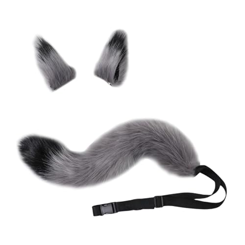 drburpily Schwanz Cosplay Set, formbar und biegbar, für Cosplay Shows und Halloween Partys, keine Verschiebung, Plüsch Wolfskatze, farbecht, Grau drburpily Schwanz Cosplay Set, formbar und biegbar, für Cosplay Shows und Halloween Partys, keine Verschiebung, Plüsch Wolfskatze, farbecht, Grau von drburpily