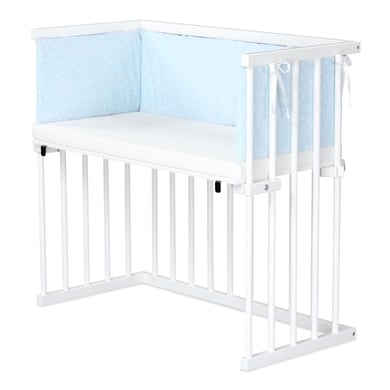 dreamgood Beistellbett Buche weiß lackiert / Matratze Prime Air / Nestchen, himmelblau Punkte weiß dreamgood Beistellbett Buche weiß lackiert / Matratze Prime Air / Nestchen, himmelblau Punkte weiß von dreamgood