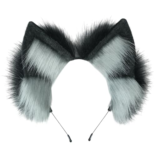 dressfan Wolfsohren Haarreif Plüsch Hund Wolf kostüm Verkleidung,Damen & Herren Party Wolf Stirnband Wolfskostüm Zubehör zu Karneval & Fasching & Halloween,Schwarz+Grau dressfan Wolfsohren Haarreif Plüsch Hund Wolf kostüm Verkleidung,Damen & Herren Party Wolf Stirnband Wolfskostüm Zubehör zu Karneval & Fasching & Halloween,Schwarz+Grau von dressfan
