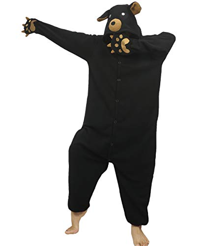 dressfan Tier Onesie Bär Kostüm Cosplay Kostüm mit Pfote Handschuh Schwarz Weiß - Schwarz - XXL (188/198 cm) von dressfan