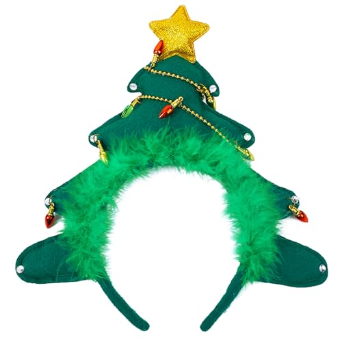 dressfan Weihnachten Stirnband,Ausgefallene Neuheit Weihnachten Weihnachtsbaum kopfbedeckung Haarband Party Zubehör Dekorationen Geschenke für Kinder Erwachsene,Grün von dressfan