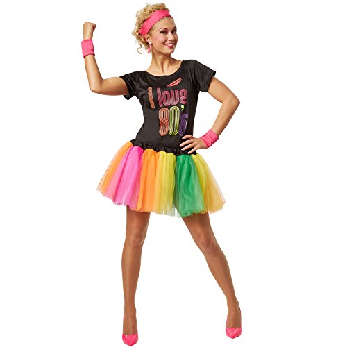 dressforfun Frauenkostüm 80er Jahre Popsternchen | Fetziges Partykostüm im 80er-Style | inkl. Schweißbändern und Stirnband (L | no. 301674) von dressforfun