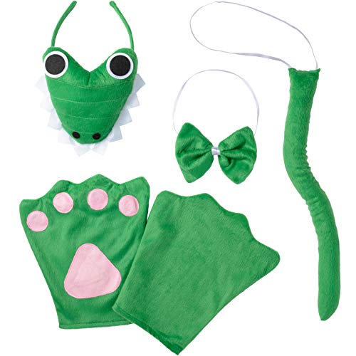 dressforfun 302043 - Kostüm Set Krokodil für Erwachsene, Haarreif mit Gesicht, Handschuhe, Fliege und Schwanz von dressforfun