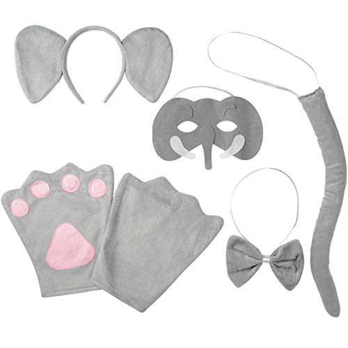 dressforfun 302047 - Kostüm Set Elefant für Erwachsene, Haarreif mit Ohren, Maske, Handschuhe, Fliege und Schwanz von dressforfun