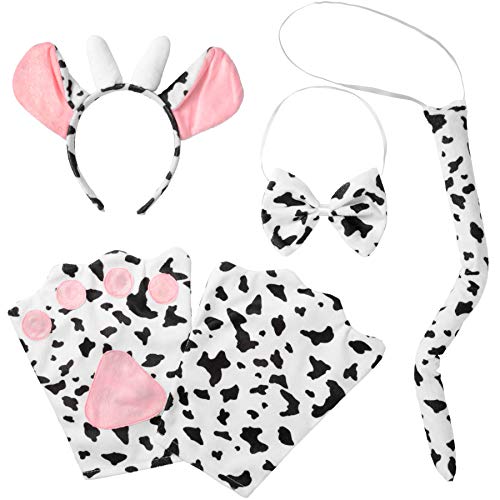 dressforfun 302052 - Kostüm Set Kuh für Erwachsene, Haarreif mit Ohren und Hörnern, Handschuhe, Fliege und Schwanz von dressforfun