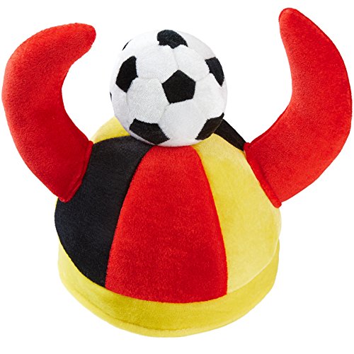 dressforfun 302056 - Deutschland Fan Hut mit Hörnern, angenähte Hörner und Fußball aus Stoff, ideal für Fußballveranstaltungen und Mottopartys von dressforfun