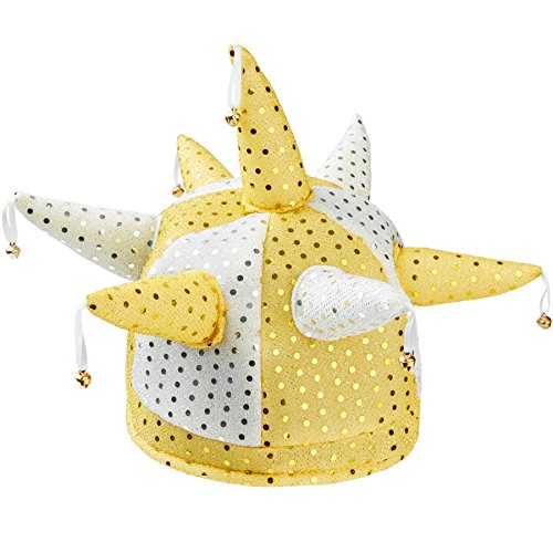 dressforfun 302058 - Narrenkappe mit Glöckchen, goldene und Silberne Punkte überziehen gesamte Kappe von dressforfun