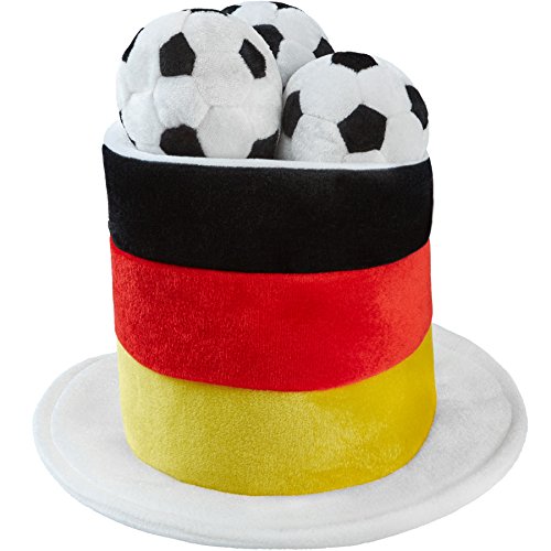 dressforfun 302064 - Fußball Fan Zylinder Deutschland, DREI kleine Stofffußbälle on top, ideal für Fußballveranstaltungen und Mottopartys von dressforfun