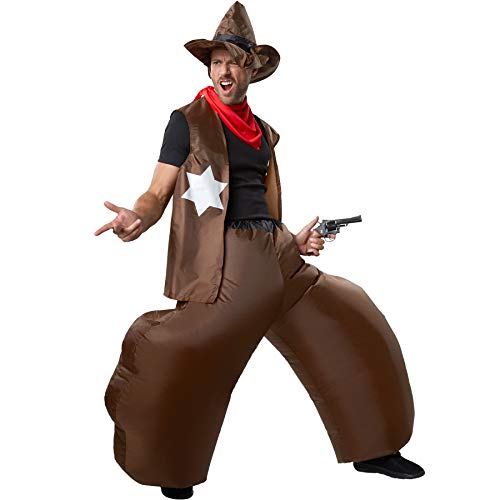 dressforfun 302354 - Aufblasbares Unisex Kostüm Cowboy aus Hose, Weste, Hut und drei Halstüchern von dressforfun