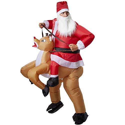 dressforfun 302358 - Aufblasbares Unisex Kostüm Santa Claus auf einem Rentier reitend von dressforfun