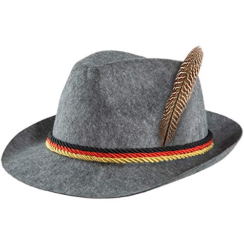dressforfun 302853 Trachtenhut mit Feder und Deutschland Kordel, Jägerhut für Oktoberfest, Trachten Party, grau dressforfun 302853 Trachtenhut mit Feder und Deutschland Kordel, Jägerhut für Oktoberfest, Trachten Party, grau von dressforfun