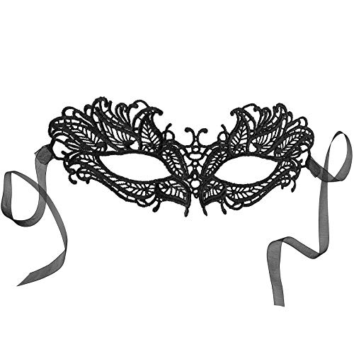 dressforfun 303519 Venezianische Maske für Damen, sexy Spitzenmaske aus Stoff, Schmetterling Augenmaske für Maskenball Party Fasching Karneval Kostüm Halloween, schwarz von dressforfun