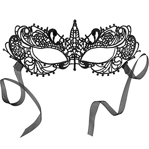 dressforfun 303520 Venezianische Maske für Damen, sexy Spitzenmaske aus Stoff, Misteriosa Augenmaske für Maskenball Party Fasching Karneval Kostüm Halloween, schwarz von dressforfun