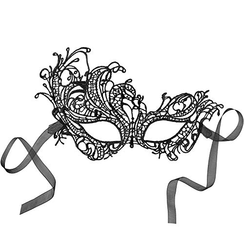 dressforfun 303521 Venezianische Maske für Damen, sexy Spitzenmaske aus Stoff, Pfau Augenmaske für Maskenball Party Fasching Karneval Kostüm Halloween, schwarz von dressforfun