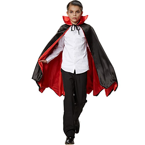 dressforfun 900372 - Vampirumhang Fledermaus für Kinder, zweifarbiger Umhang mit eindrucksvollem, aufstellbaren Kragen (54 cm | Nr. 301851) von dressforfun