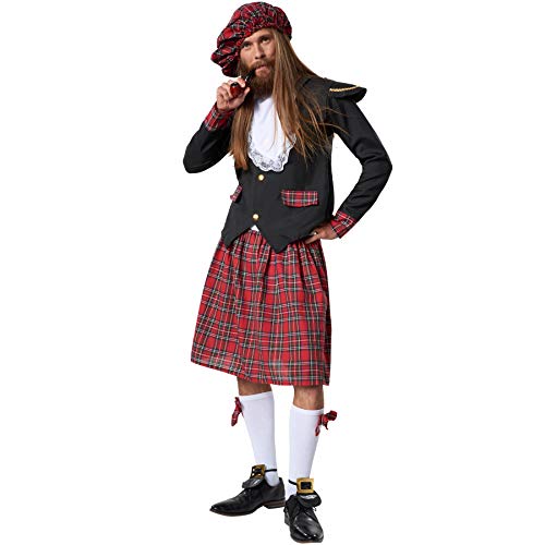 dressforfun 900424 - Herrenkostüm vornehmer Schotte, Jackett und Kilt mit Kniestrümpfen und Schottenmütze (M | Nr. 302081) von dressforfun