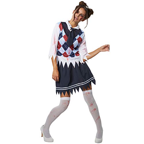 dressforfun 900433 - Damenkostüm gruseliges Schulmädchen, Kostüm im Grusel-Look mit Blutflecken (S | Nr. 302225) von dressforfun