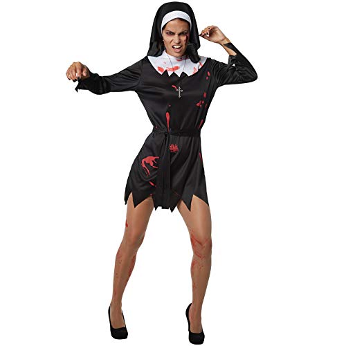 dressforfun 900439 - Damenkostüm gruselige Nonne, Einteiliges Gewand in Schwarz und Weiß (M | Nr. 302256) von dressforfun