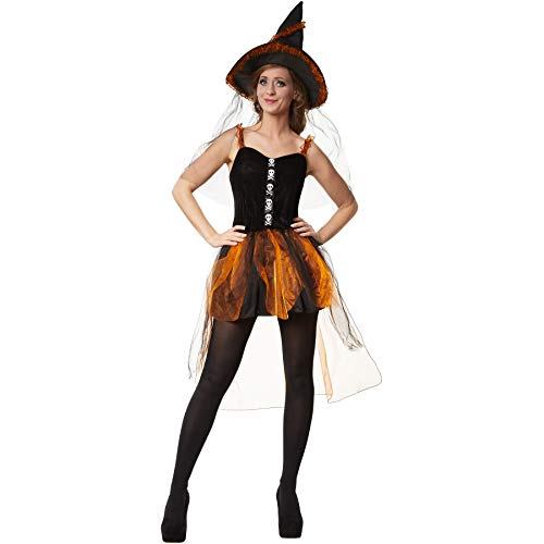dressforfun 900511 - Damenkostüm feurige Hexe, Kurzkleid mit vierlagigem Rock aus Tüll und Satin, inkl. Hexenhut (XXL | Nr. 302421) von dressforfun
