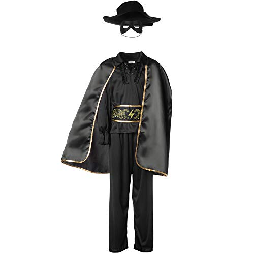 dressforfun 900518 - Jungenkostüm Zorro, In Schwarz gehaltenes Zorro-Outfit inkl. Cape, Maske und Hut (116 | Nr. 302588) von dressforfun