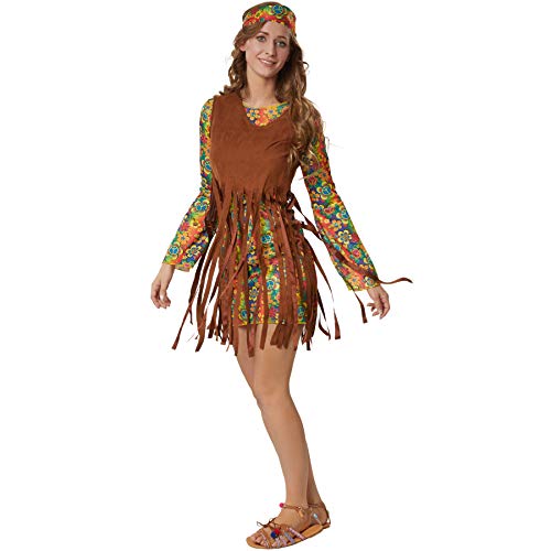 dressforfun 900524 - Damenkostüm Rebellische Hippie Squaw, Outfit im typischen Hippie-Stil inkl. Stirnband (S | Nr. 302623) von dressforfun