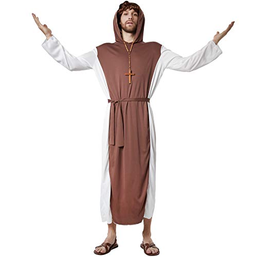 dressforfun 900530 - Herrenkostüm frommer Klosterbruder, Knöchellanges Gewand inkl. Bauchgurt und Kette mit Kreuz (L | Nr. 302657) von dressforfun
