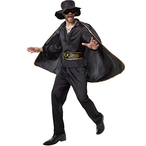 dressforfun 900531 - Herrenkostüm Zorro, In Schwarz gehaltenes Zorro-Outfit inkl. Cape, Maske und Hut (L | Nr. 302662) von dressforfun