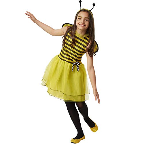 dressforfun 900556 Kleine Biene Caroline, In Gelb und Schwarz gehaltenes Bienenkostüm (140| Nr. 302680) von dressforfun